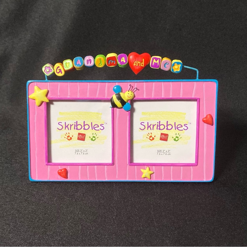 ⭐️ Russ Scribbles Rainbow Beaded Grandma And Me Double 3” x 3” Picture Frame